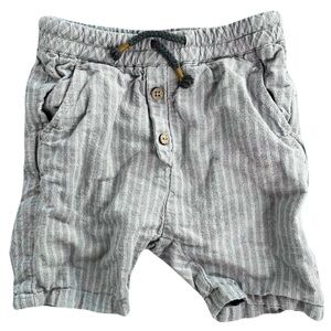Zara Gray Striped Casual Shorts